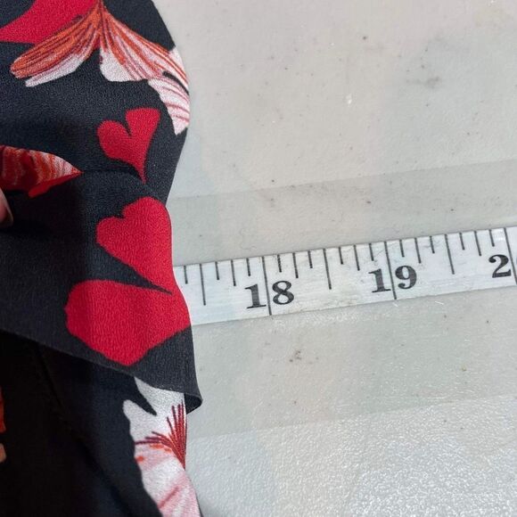 Banana Republic Floral Print Flutter Sleeve Shift Dress Black Red Size 0 XS - Picture 5 of 13